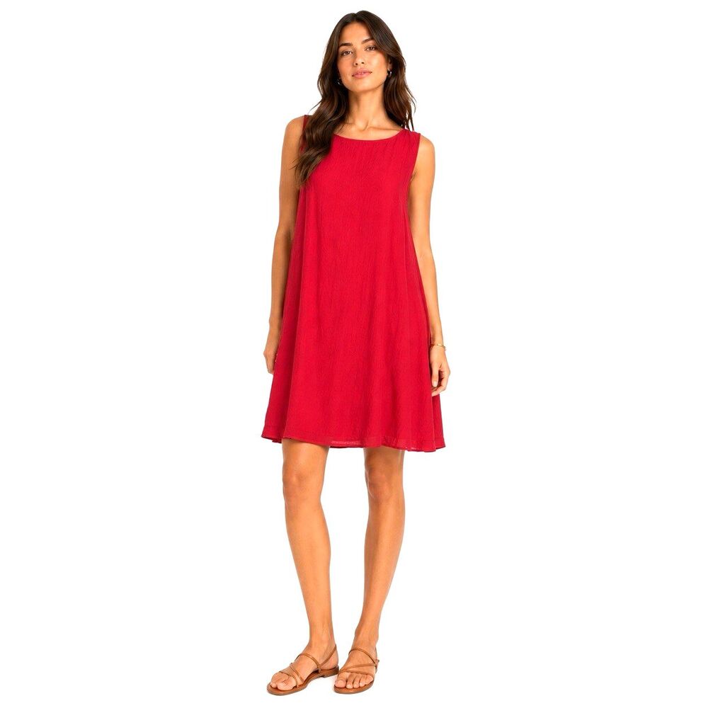 New Abercrombie & Fitch Open Back Shift Dress Sz Med Tall Lined Fitted Coral Red